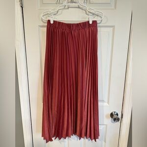 Pink Lily Still In My Heart Pink Accordion Pleated Midi Skirt